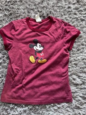 Disney Burgundy Mickey Mouse Short Sleeve Tee